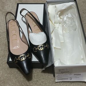 Gucci Malaga Kid Nappa Zumi Slingback Flats